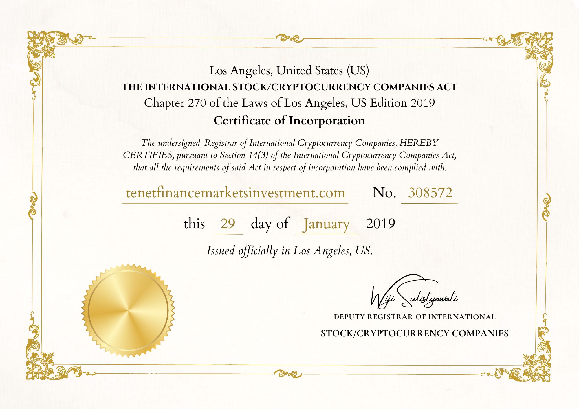 Certificate of Incorporation